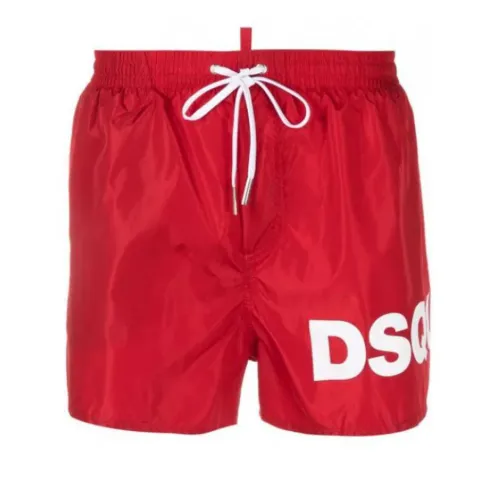 Dsquared2 , Red Boxer Swimsuit with Dsquared2 Logo ,Red male, Sizes: