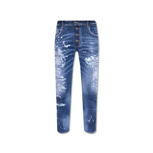 Dsquared2 , Skater Blue Jeans with Distressed Details and Paint Splatters ,Blue male, Sizes: