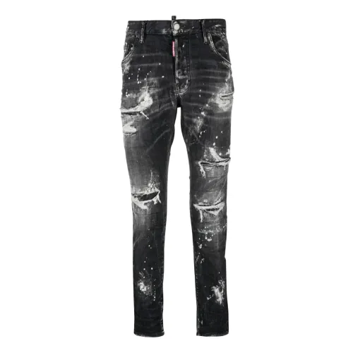 Dsquared2 , Slim-Fit Black Denim Jeans ,Black male, Sizes: