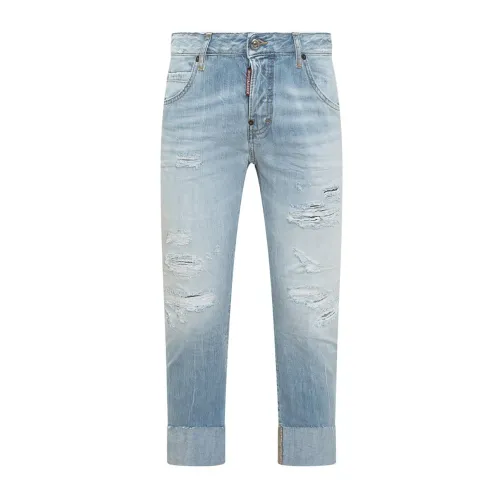 Dsquared2 , Slim-fit Distressed Cropped Jeans ,Blue female, Sizes: