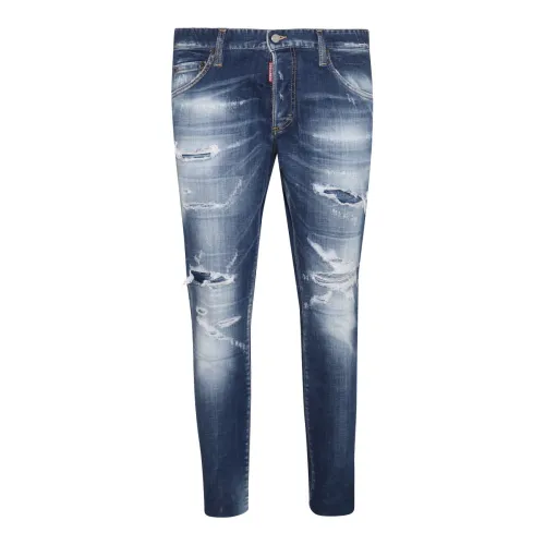 Dsquared2 , Slim-fit Ripped Blue Navy Jeans ,Blue male, Sizes: