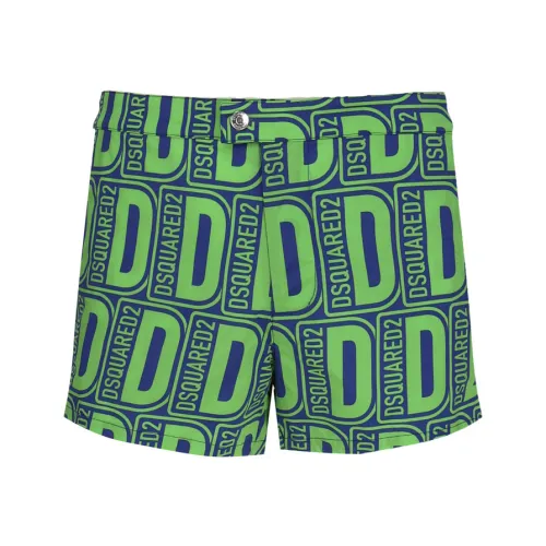 Dsquared2 , Splash Logo Print Swimsuit for Men ,Green male, Sizes:
