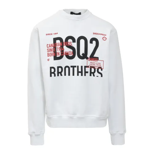 Dsquared2 , Stylish Cotton Sweatshirt for Men ,White male, Sizes: