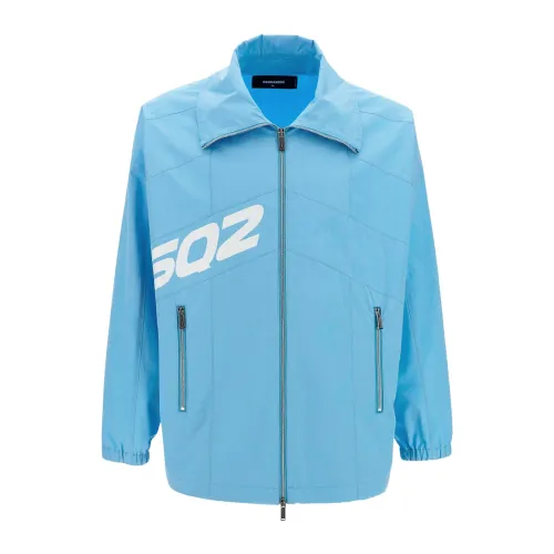 Dsquared2 , Stylish Cotton Windbreaker Bomber Jacket ,Blue male, Sizes: