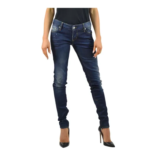 Dsquared2 , Super Slim Blue Cotton Button Jeans ,Blue female, Sizes: