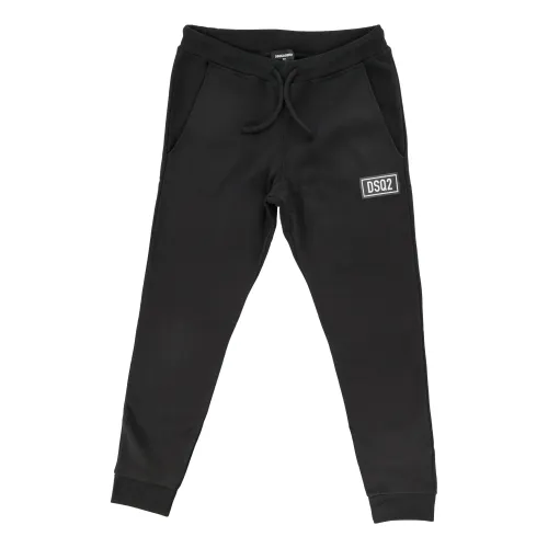 Dsquared2 , Sweatpants Black Regular Fit Cotton ,Black male, Sizes: