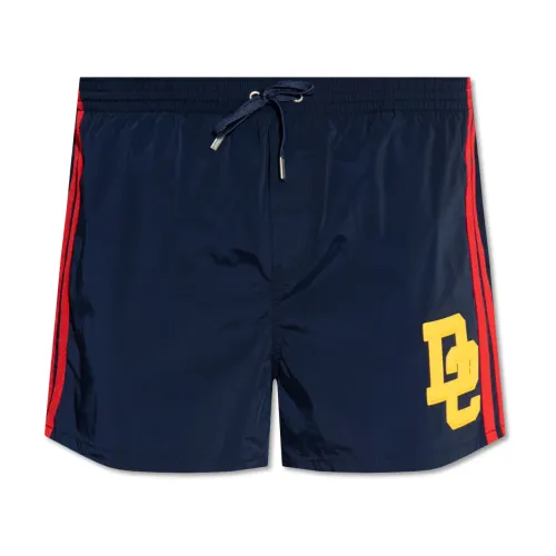 Dsquared2 , Swimming shorts with logo ,Blue male, Sizes: