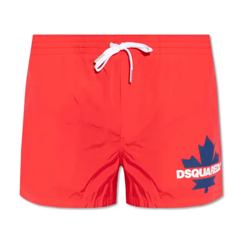 Dsquared2 , Swimming shorts with logo ,Red male, Sizes: