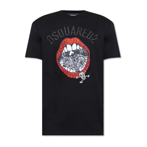 Dsquared2 , T-shirt with logo ,Black male, Sizes: