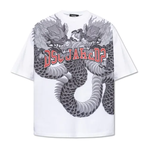 Dsquared2 , T-shirt with logo ,White male, Sizes: