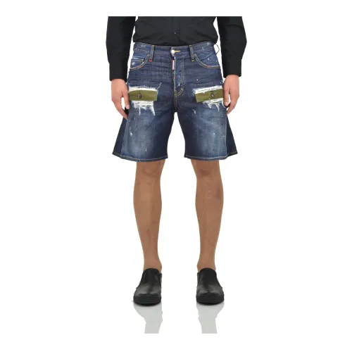 Dsquared2 , Vintage Style Denim Shorts for Men ,Blue male, Sizes: