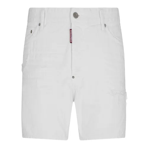 Dsquared2 , White Denim Bull Shorts ,White male, Sizes: