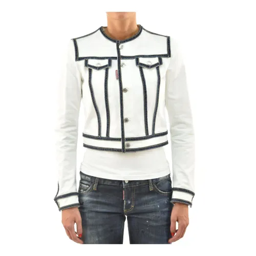 Dsquared2 , White Denim Jacket for Women ,White female, Sizes: