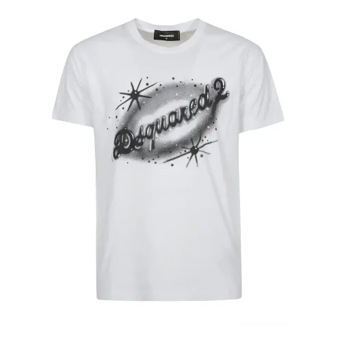 Dsquared2 , White Graphic Print T-shirt ,White male, Sizes: