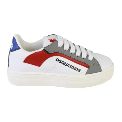 Dsquared2 , White/Grey/Red Sneakers ,White male, Sizes: