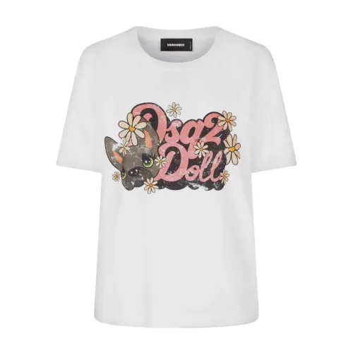 Dsquared2 , White Hilde Doll Easy Fit Tee ,White female, Sizes: