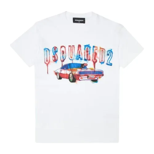 Dsquared2 , White Kids T-shirt with Multicolor Logo Print ,White male, Sizes: