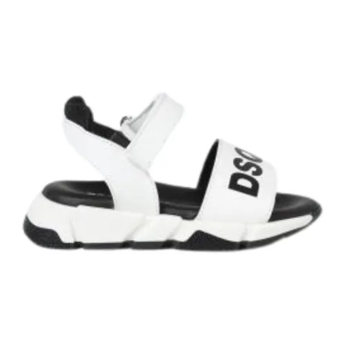 Dsquared2 , White Leather Kids Sandal with Logo Print ,White male, Sizes: