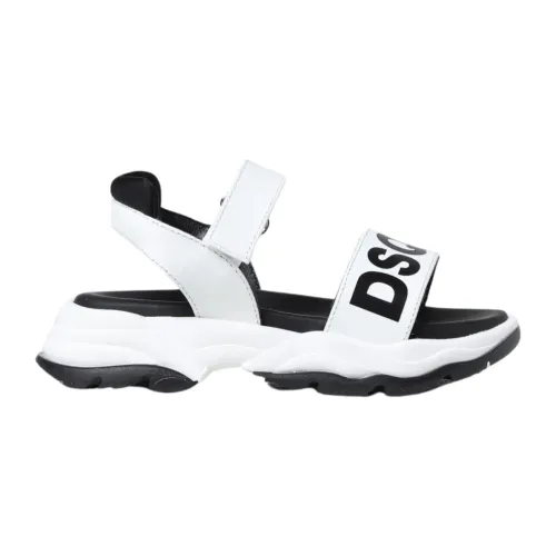 Dsquared2 , White Leather Kids Sandals with Logo Print ,White male, Sizes: