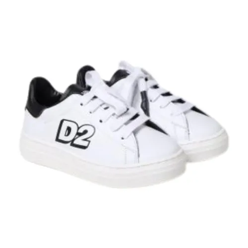 Dsquared2 , White Leather Lace-Up Sneakers ,White male, Sizes: