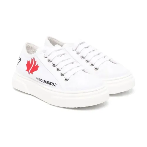 Dsquared2 , White Low Top Cotton Sneakers for Boys ,White male, Sizes: