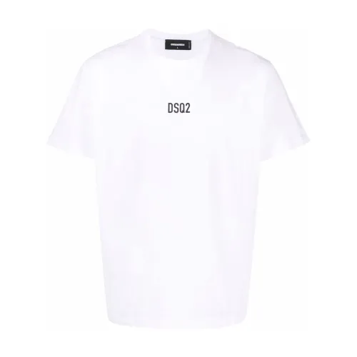 Dsquared2 , White Round Neck T-shirt with Printed Logo ,White male, Sizes: