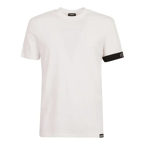 Dsquared2 , White Round Neck T-shirts and Polos ,White male, Sizes: