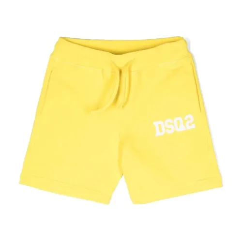Dsquared2 , Yellow Cotton Shorts for Boys ,Yellow male, Sizes: