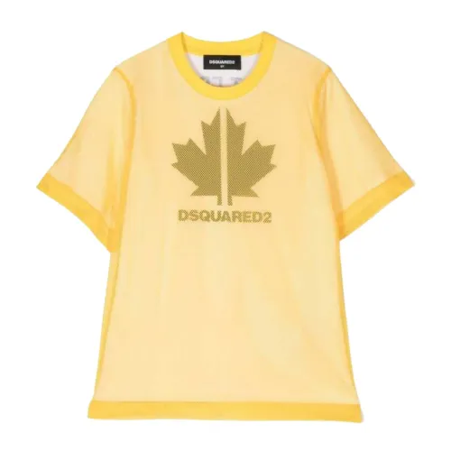 Dsquared2 , Yellow T-shirts and Polos for Kids ,Yellow male, Sizes:
