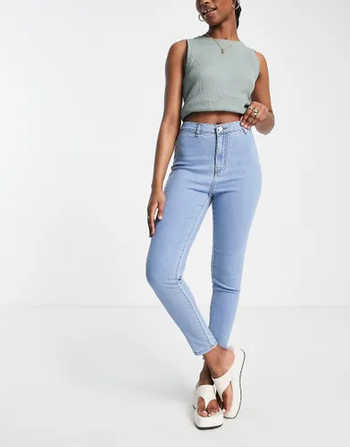 DTT Chloe high waisted disco stretch skinny jeans in light wash blue