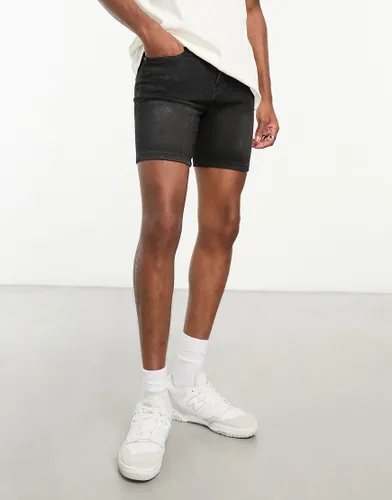DTT skinny fit denim shorts in washed black