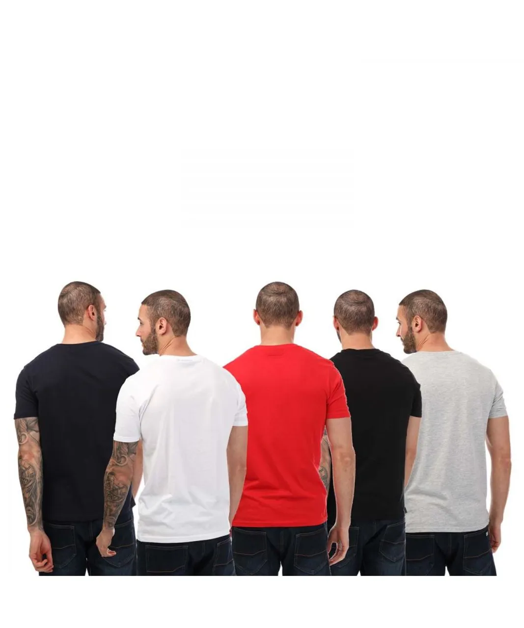 Duck and Cover Mens Comonwell 5 Pack T-Shirts in Multi colour - Multicolour Cotton