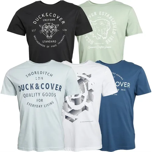 Duck And Cover Mens Comonwell Five Pack T-Shirts Assorted