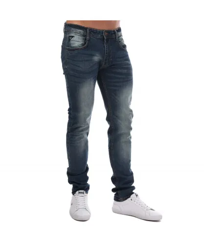 Duck and Cover Mens Maylead Slim Fit Jeans in Blue - Dark Blue Cotton