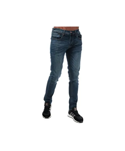 Duck and Cover Mens Overbug Tapered Jeans in Denim - Blue Cotton