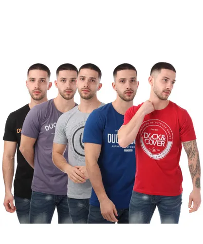 Duck and Cover Mens Wellingbrow 5 Pack T-Shirts in Multi colour - Multicolour Cotton