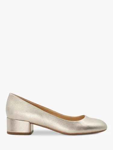Dune Bracket Block Heel Leather Court Shoes, Gold - Gold-leather - Female
