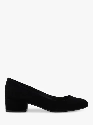 Dune Bracket Block Heel Suede Court Shoes, Black - Black-suede - Female
