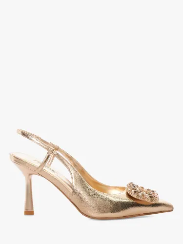 Dune Calenna Brooch Detail Slingback Court Shoes, Rose Gold - Rose Gold-synthetic - Female
