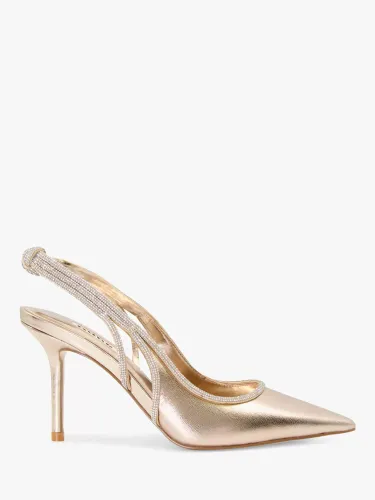 Dune Cinematic Diamante Slingback Heeled Court Shoes, Rose Gold - Rose Gold-leather - Female