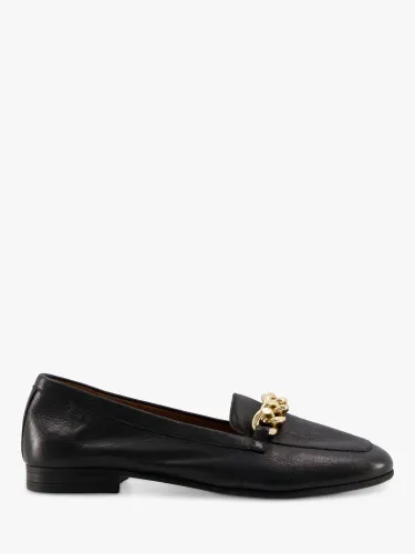 Dune Goldsmith Leather Chain Detail Loafers - Black - Female