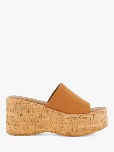 Dune Kion Cork Flatform Leather Sandals, Tan - Tan - Female