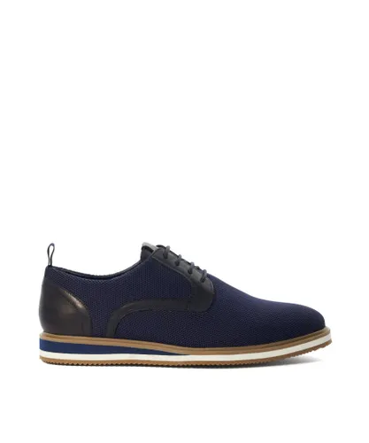 Dune London Mens Bacchus - Hybrid Knitted Lace-Up Shoes - Navy Fabric