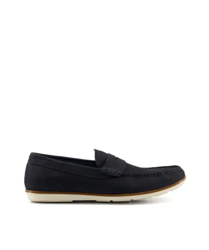 Dune London Mens BALI Suede Loafers - Navy Leather