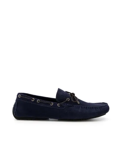 Dune London Mens BELL Leather Boat Shoes - Navy