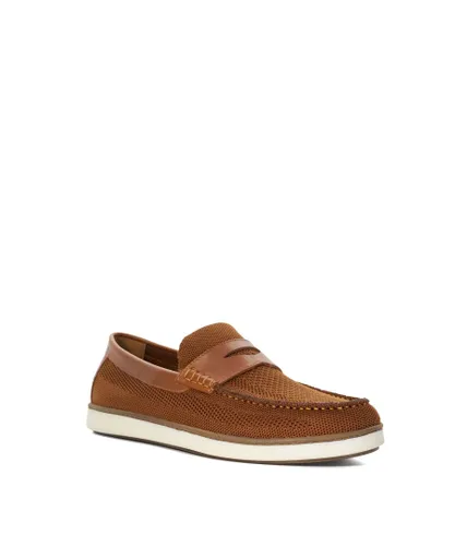 Dune London Mens Berklee - Lightweight Knitted Casual Loafers - Tan Fabric