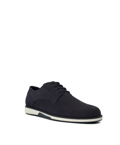 Dune London Mens Bradfield - Perforated Leather Casual Shoes - Navy Leather (archived)