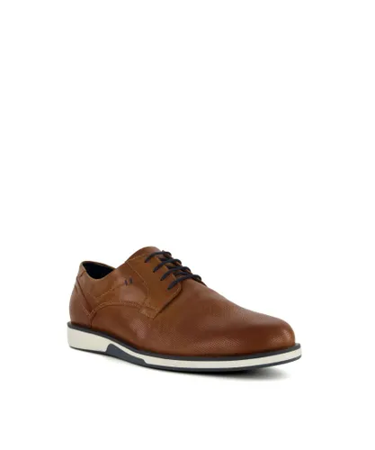 Dune London Mens Bradfield - Perforated Leather Casual Shoes - Tan Leather (archived)