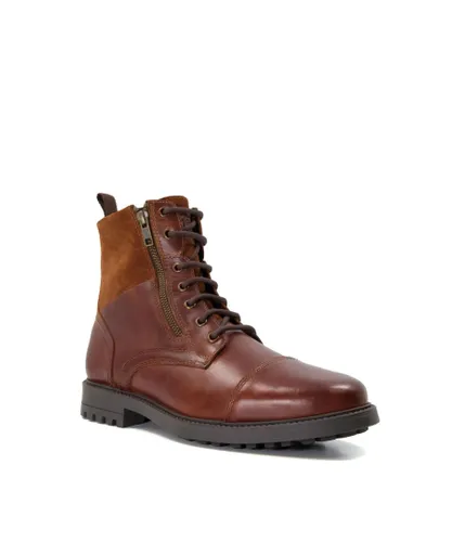 Dune London Mens Called - Leather Lace-Up Boots - Brown Leather (archived)