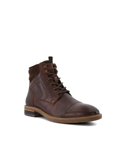 Dune London Mens Capri - Casual Leather Lace-Up Boots - Brown Leather (archived)